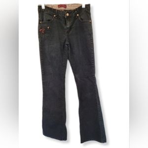 Fetish Jeans Bootcut Dark Blue Wash Juniors Size 9/10 Embroidered Back P…